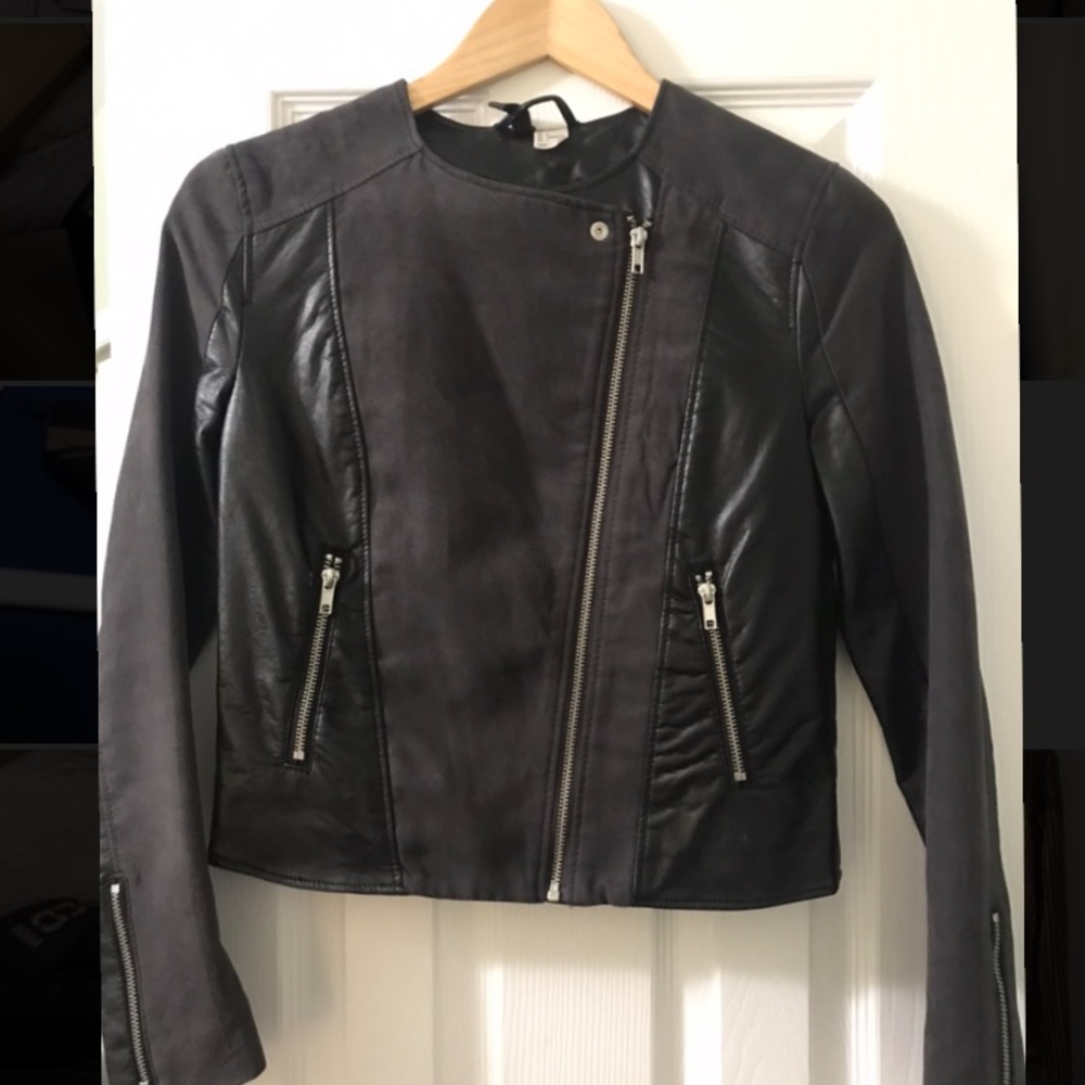 H&M Faux Suede & Leather Moto Jacket